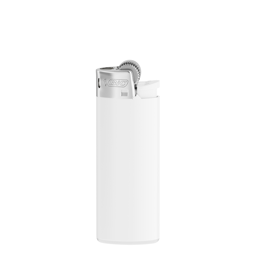 BIC® J25 Aansteker - Ondoor ondoorzichtig Witte lichaam - Witte basis - Vork Chrome Hood