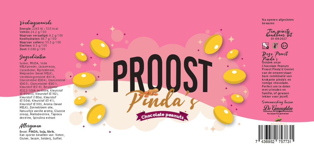 Proost Pinda's! Chocolate Peanuts 375gr